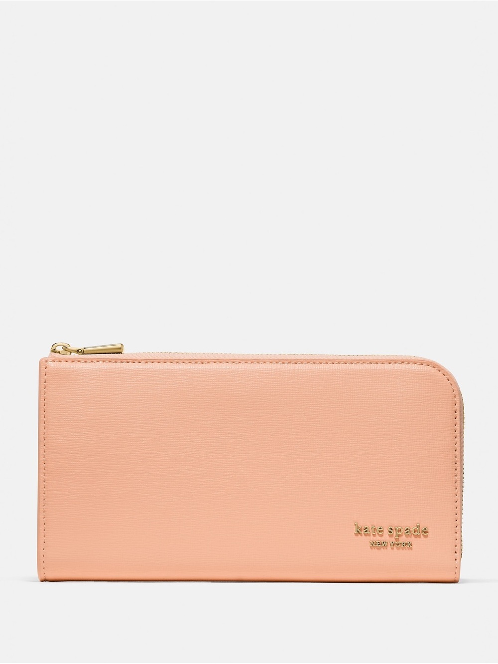 kate spade Peach Zip-Around Leather Wallet with Gold Logo